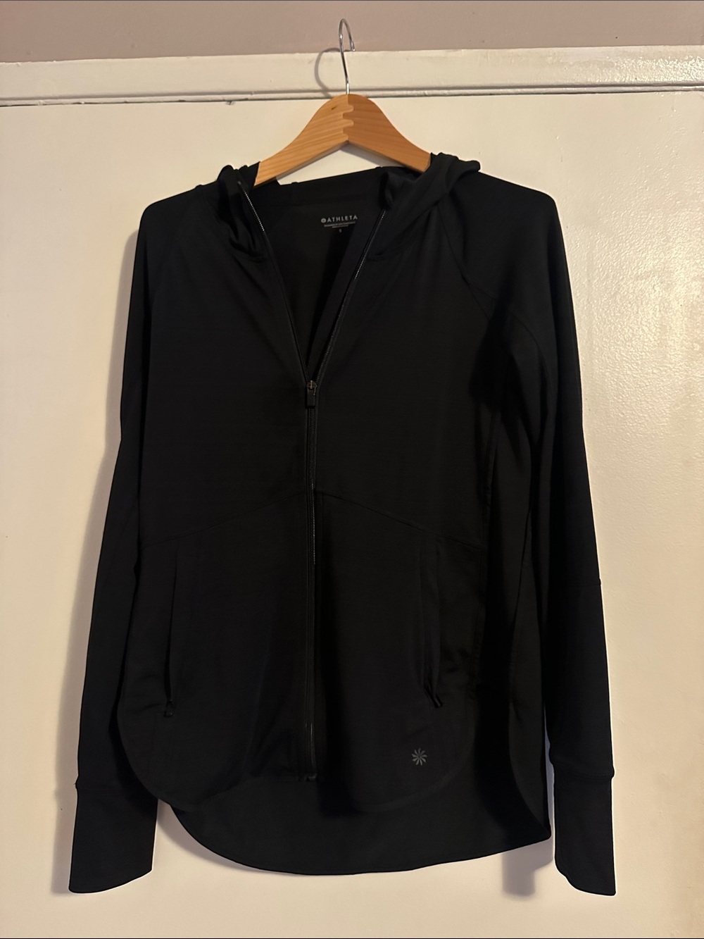 Athleta Black Full-Zip Lightweight Hoodie